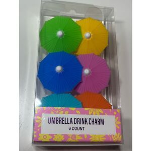New Umbrella Drink Charms - Colorful Assorted 6-Pack